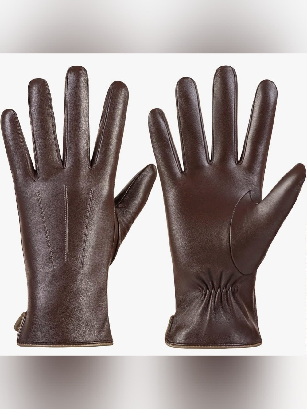 2XL Brown Leather Gloves Warm Cashmere Lining Touchscreen Autumn Fall Winter